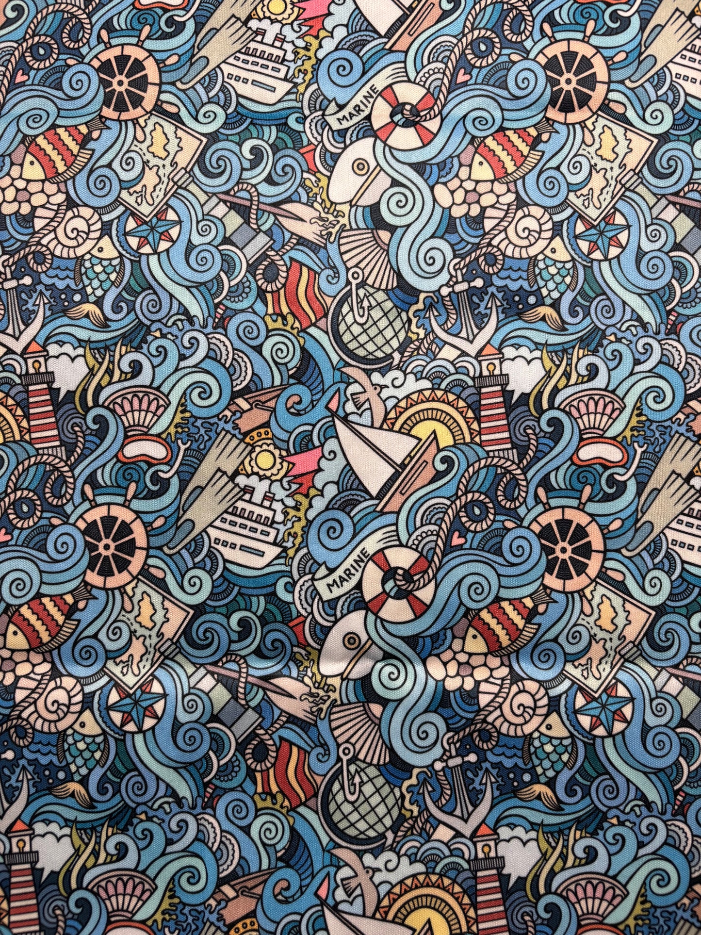 Colorful  sailing abstract pattern with various shapes and symbols