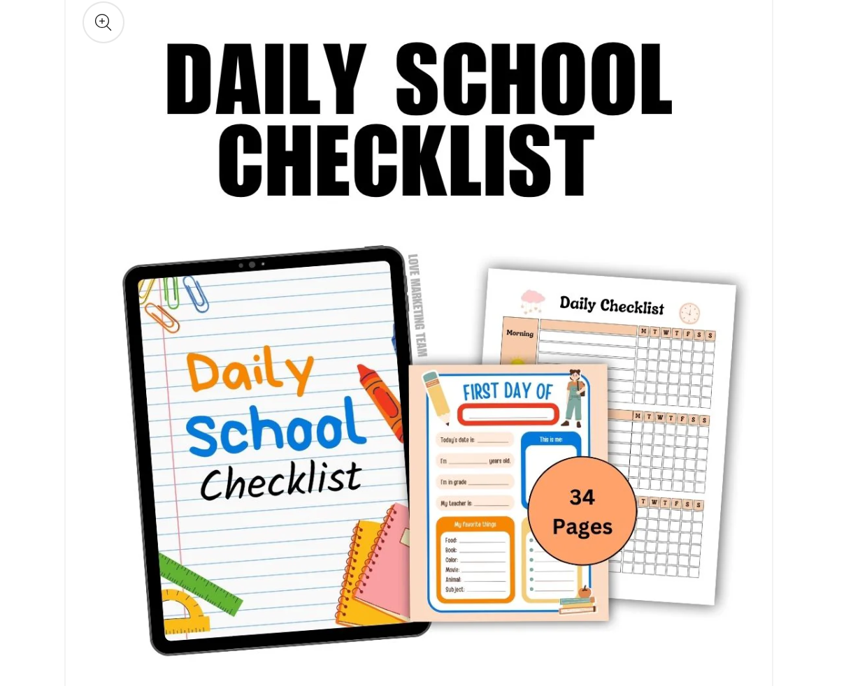 Daily School Checklist (Kids themed)